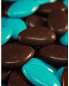 Dragées au chocolat turquoise et chocolat 