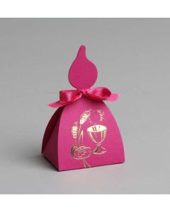 Lot de 10 boîtes à dragées Bougie Calice - Fuchsia