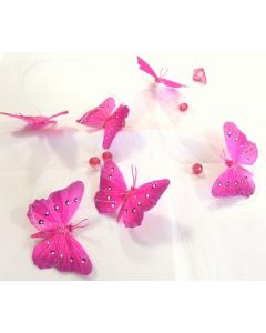 Guirlande 6 papillons - fuchsia