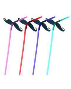 12 Pailles multicolores moustaches