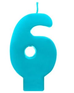 Bougie turquoise chiffre 6