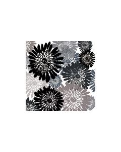 Serviettes en papier au motif fleur et de coloris noire et grise