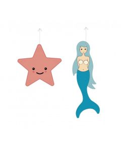 2 décorations sirène et étoile de mer à suspendre