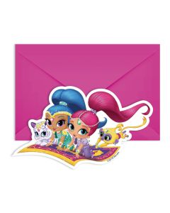 6 Invitations anniversaire Shimmer & Shine 