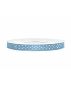 Ruban bleu ciel à pois blancs – 6 mm x 25 m
